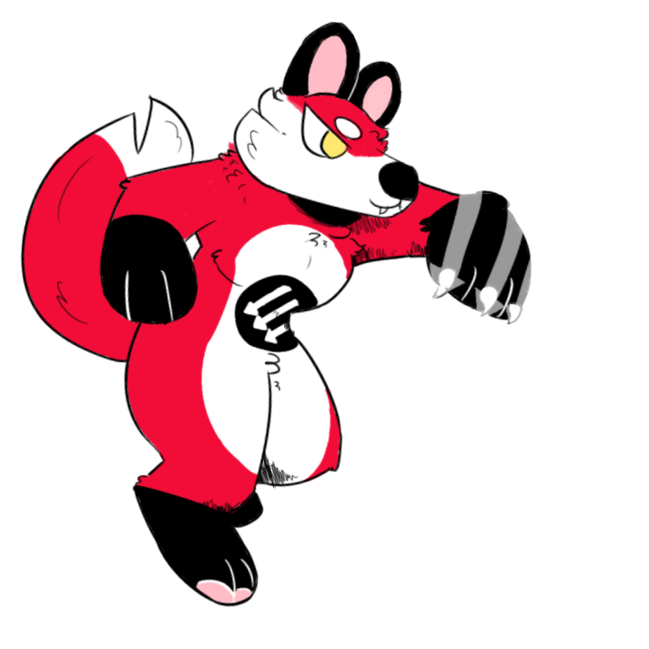 3_fingers 3_toes anonymous_artist antifa black_nose claws countershading digitigrade dipstick_tail feet fingers fur markings red_body red_fur tail tail_markings three_arrows_(symbol) tifa_(antifa_furs) toes yellow_eyes