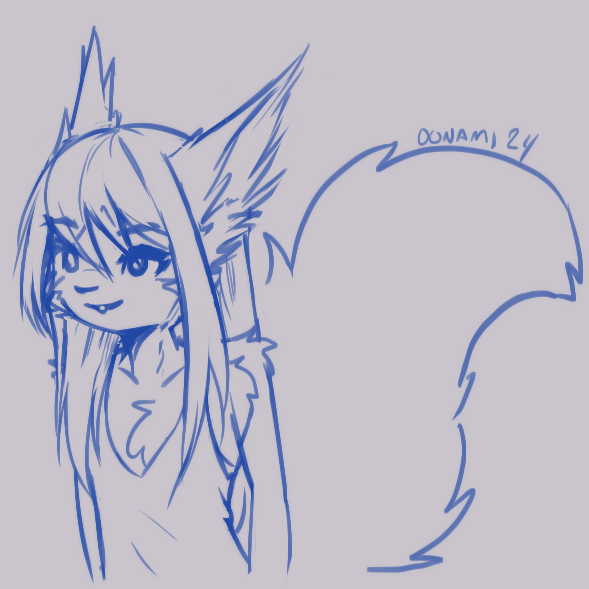 2024 ami_(oonami) anthro blue_and_grey buckteeth clothed clothing ear_tuft eurasian_red_squirrel female flat_chested fur hair mammal monochrome oonami rodent sciurid solo teeth tree_squirrel tuft