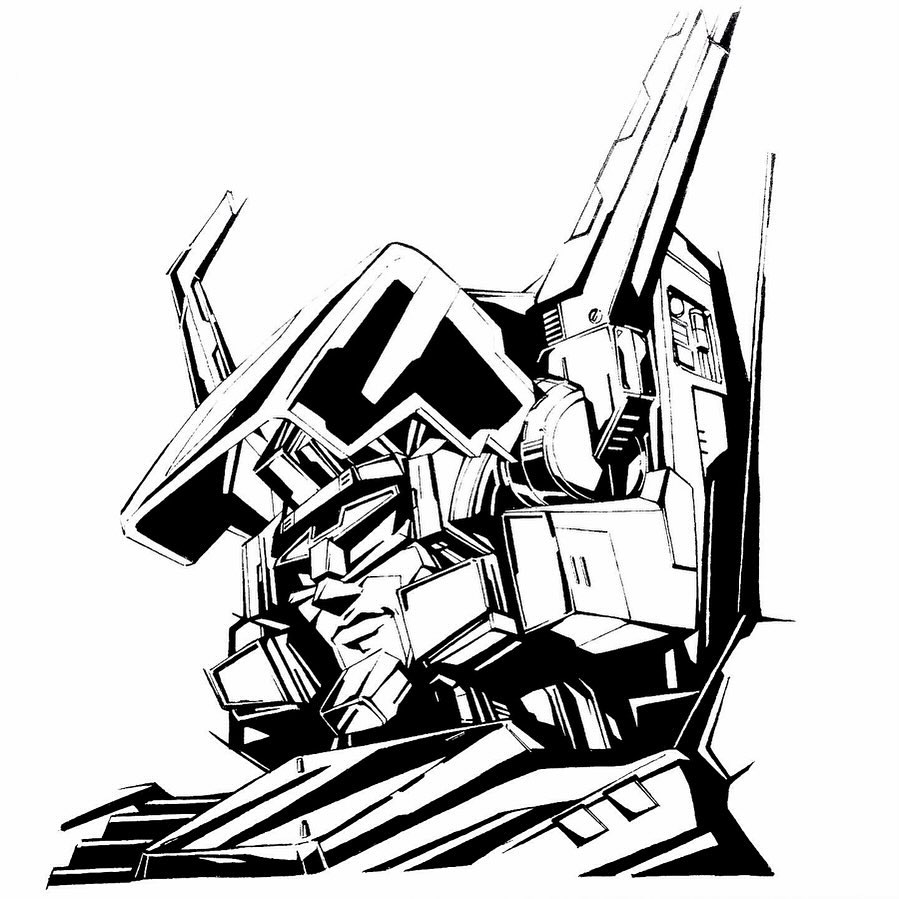 decepticon greyscale lineart looking_ahead mecha monochrome no_humans portrait reece_b_scott robot science_fiction scorponok transformers transformers:_generation_1 white_background