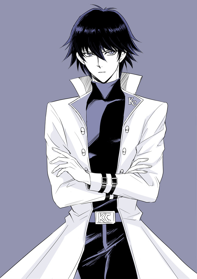 1boy aged_up anrinu belt black_hair black_pants black_shirt coat crossed_arms kaiba_mokuba mhdr_anri monochrome pants shirt simple_background trench_coat yu-gi-oh!