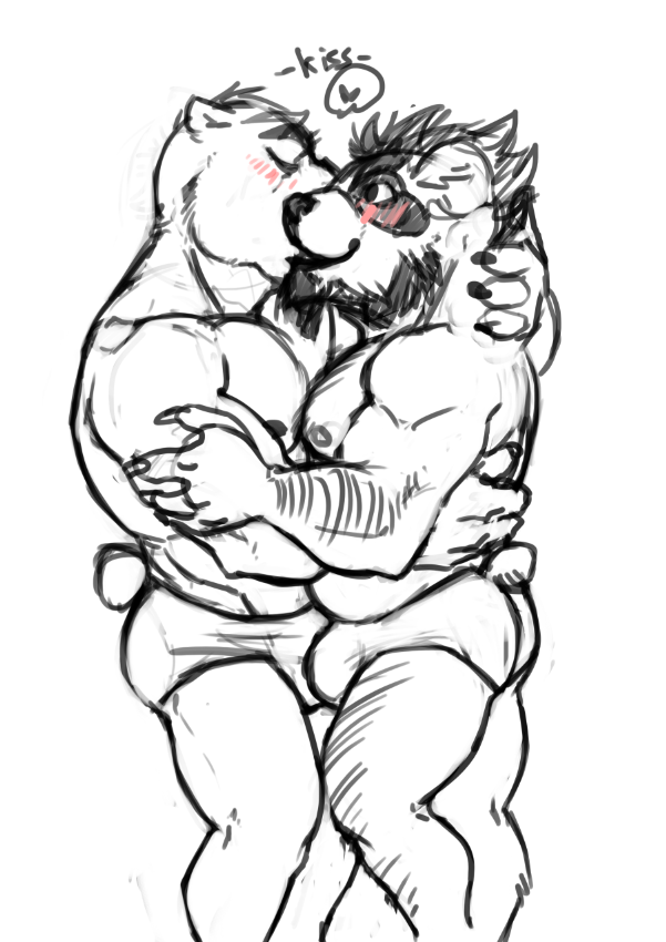 &lt;3 2017 4_fingers anthro anthro_on_anthro arm_hair beard big_biceps big_deltoids big_muscles big_triceps blush blush_lines body_hair bristol bulge bulge_frottage butt cheek_tuft chest_hair chin_tuft clothed clothed_anthro clothed_male clothing digital_media_(artwork) duo ear_tuft ears_back eyes_closed facial_hair facial_markings facial_tuft fingers giant_panda guide_lines hairy hand_on_arm hand_on_back hand_on_neck happy head_markings head_tuft huge_pecs humanoid_hands kissing kissing_cheek leg_hair looking_up_at_partner male male/male male_anthro mammal manly markings muscular muscular_anthro muscular_male nipples obliques onomatopoeia open_mouth open_smile pictographics pivoted_ears portrait pseudo_hair side_view simple_background sketch slightly_chubby_anthro slightly_chubby_male smile sound_effects speech_bubble speedo speedo_only spot_color standing swimwear tail_tuft text three-quarter_portrait topless topless_anthro topless_male tuft ursid white_background