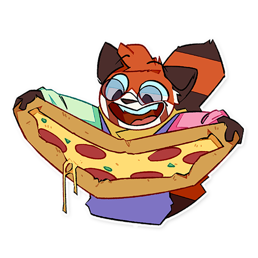 1:1 ailurid alpha_channel anthro border clothing eyewear food g1g4d0d1k glasses holding_food holding_object hoodie male mammal pizza red_panda smile solo thomas_miles topwear transparent_border
