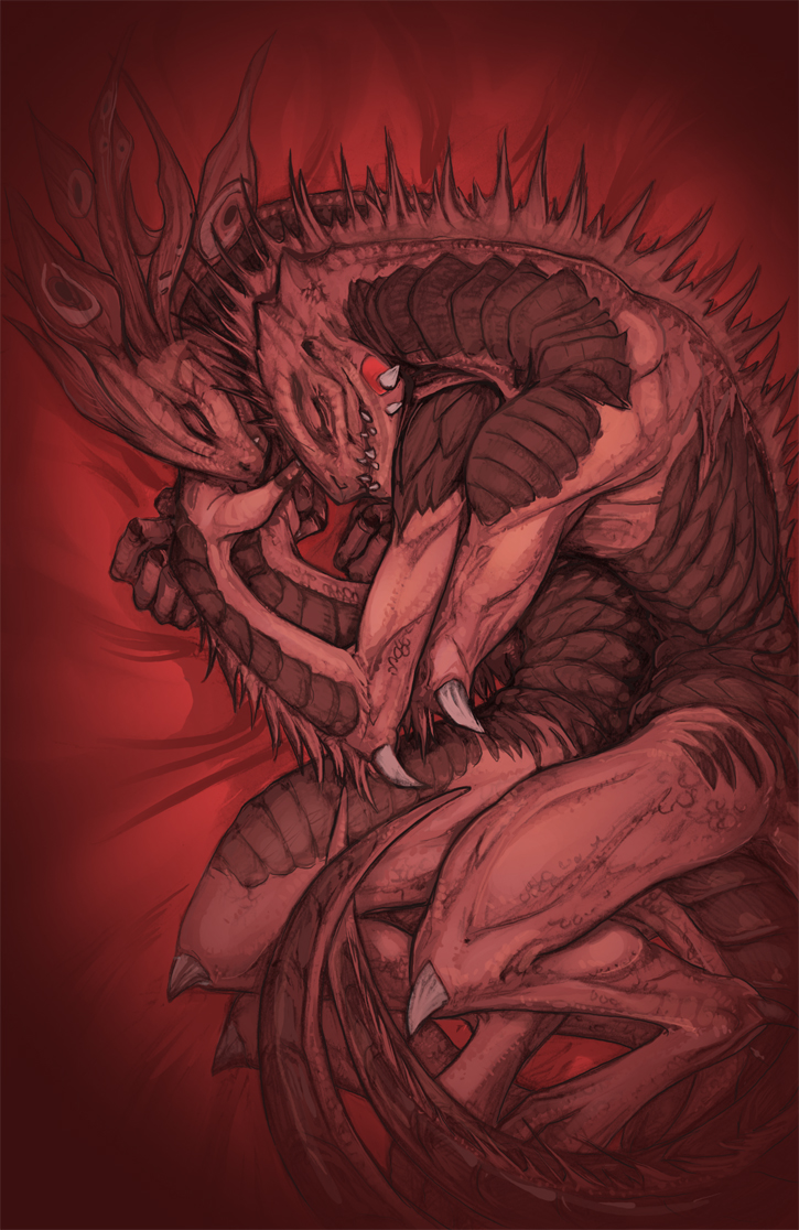 anthro arm_spikes bed cuddling divinity:_original_sin_2 duo elbow_spikes eyes_closed female furniture hand_holding knee_spikes leg_spikes lizard_(divinity) lying male male/female nude on_bed on_side reptile romantic romantic_couple sadha_the_red_princess scalie spikes spikes_(anatomy) spooning the_red_prince unrealien1 virginwhore