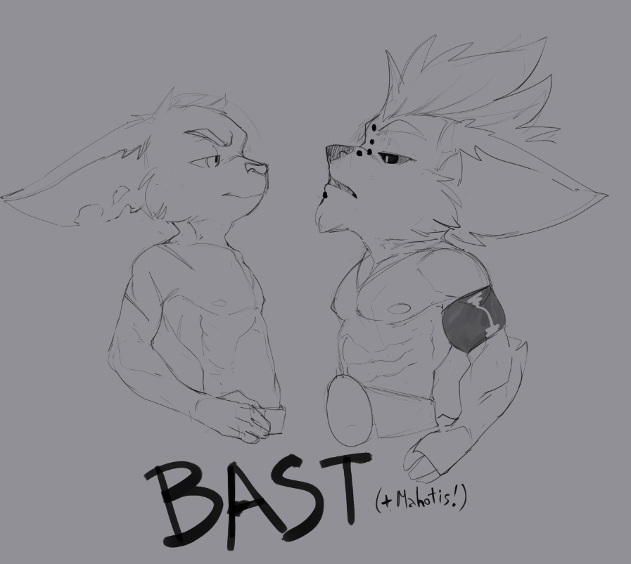 2019 4_fingers abs angry anthro arm_scar arm_tuft armband bast_(wolvace) belt big_ears bristol cheek_tuft clothed clothing digital_media_(artwork) duo ear_tuft ears_back elbow_tufts eye_contact eyebrows facial_tuft fan_character fingers furrowed_brow grey_background greyscale half-closed_eyes head_tuft humanoid_hands league_of_legends looking_at_another mahotis_(bristol) male male_anthro mammal mohawk monochrome muscle_size_difference muscular muscular_anthro muscular_male narrowed_eyes nipples pecs pivoted_ears pseudo_hair raised_eyebrows riot_games scar serratus short_anthro short_male simple_background sketch slim_anthro slim_male topless topless_anthro topless_male tuft video_games yordle