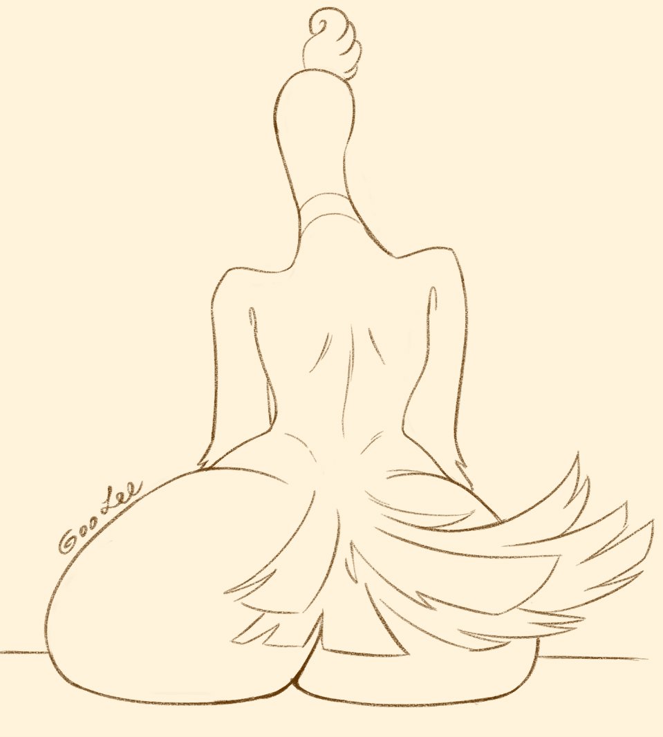 2021 anthro avian big_butt bird butt digital_media_(artwork) female goolee ho-oh legendary_pok&eacute;mon looking_away mythological_avian mythological_firebird mythology nintendo nude pok&eacute;mon pok&eacute;mon_(species) simple_background sitting sketch solo tall video_games