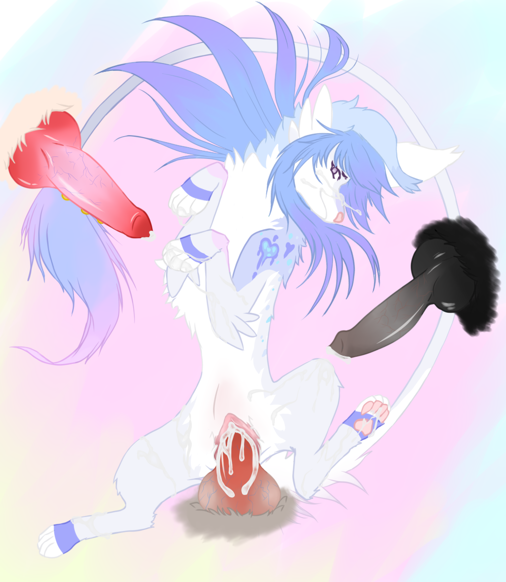 anatomically_correct anatomically_correct_genitalia animal_genitalia animal_penis anonymous_artist bodily_fluids canid canine canine_penis cum cum_in_pussy cum_inside cum_on_face cum_on_feet female feral genital_fluids genitals group knot long_tail looking_at_viewer lying male mammal on_back original_characters penis