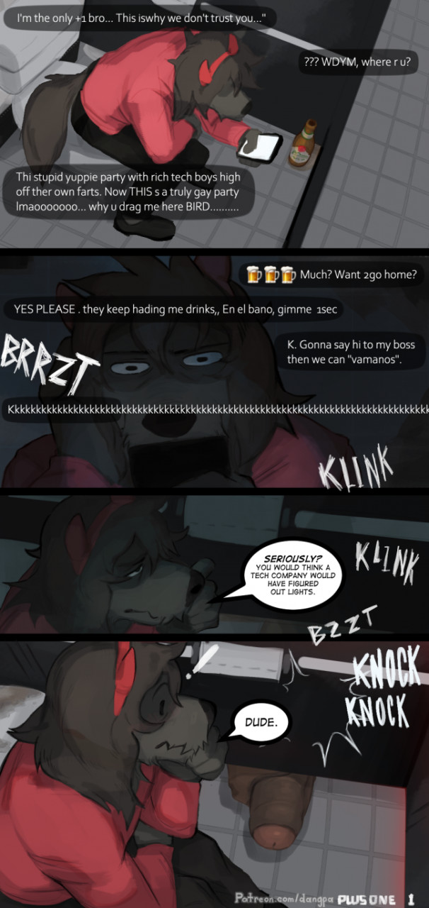 ! 2021 annoyed anthro bathroom big_penis black_hair canid canine canis chat comic dangpa dialogue digital_media_(artwork) domestic_dog duo english_text erection fake_horns foreskin fur genitals grey_body grey_fur hair hi_res humanoid_genitalia humanoid_penis male mammal partially_retracted_foreskin penis phone pillo_(dangpa) public_restroom restroom_stall speech_bubble text toilet understall