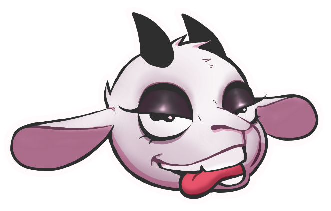 alpha_channel anthro bovid bovine caprine crossgender eyelashes eyeshadow female fur goat gud gud_(fursona) head_only horn looking_at_viewer makeup mammal solo sticker tongue tongue_out white_body white_fur