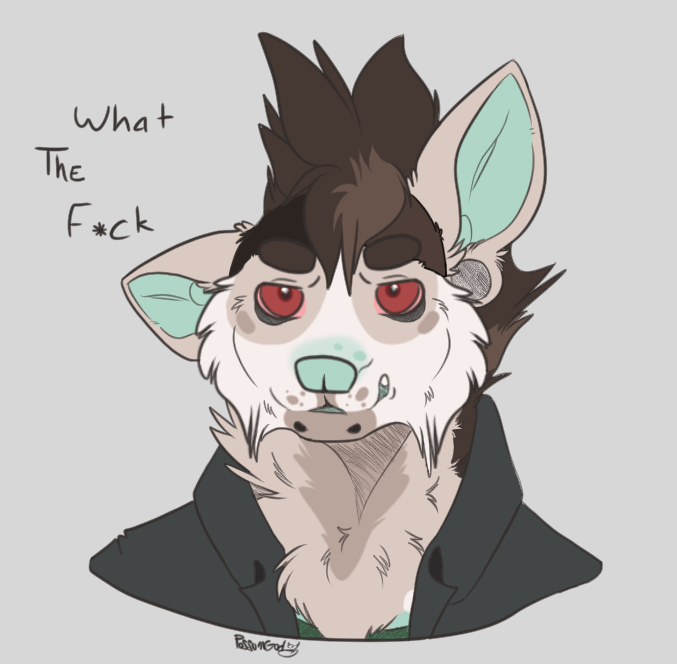 annoyed anthro bust_portrait clothing cursing disgust harvey_yeenpeenl0rd_(possumgod) hyaenid jacket leather leather_clothing leather_jacket leather_topwear male mammal mohawk portrait possumgod sketch solo topwear wtf_face