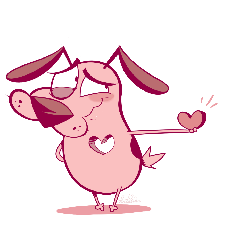 &lt;3 1:1 anthro blush canid canine canis cartoon_network courage_the_cowardly_dog courage_the_cowardly_dog_(character) domestic_dog footsam freckles happy holding_object love male mammal markings nervous pink_body shy simple_background smile solo spots spotted_markings standing white_background