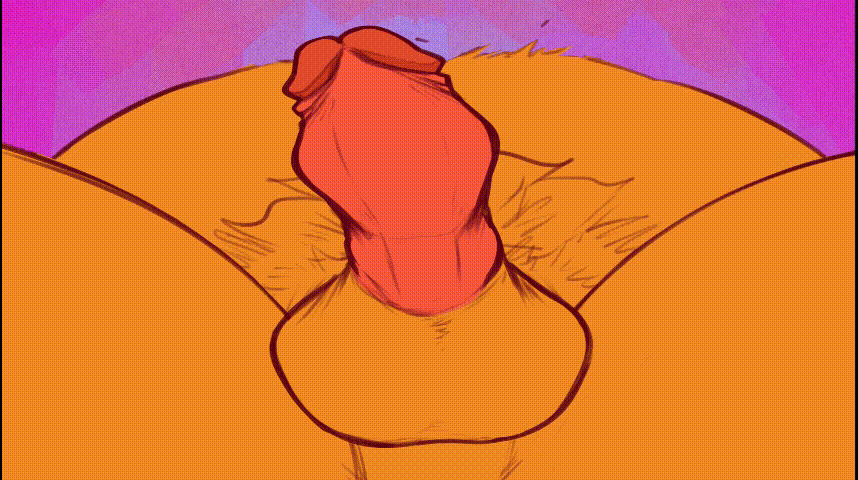 2021 animated anthro balls belly chubby_male crotch_tuft erection first_person_view foreskin genitals humanoid_genitalia humanoid_penis koorivlf male mammal motion_tweening nude penis short_playtime simple_background slightly_chubby solo tuft ursid