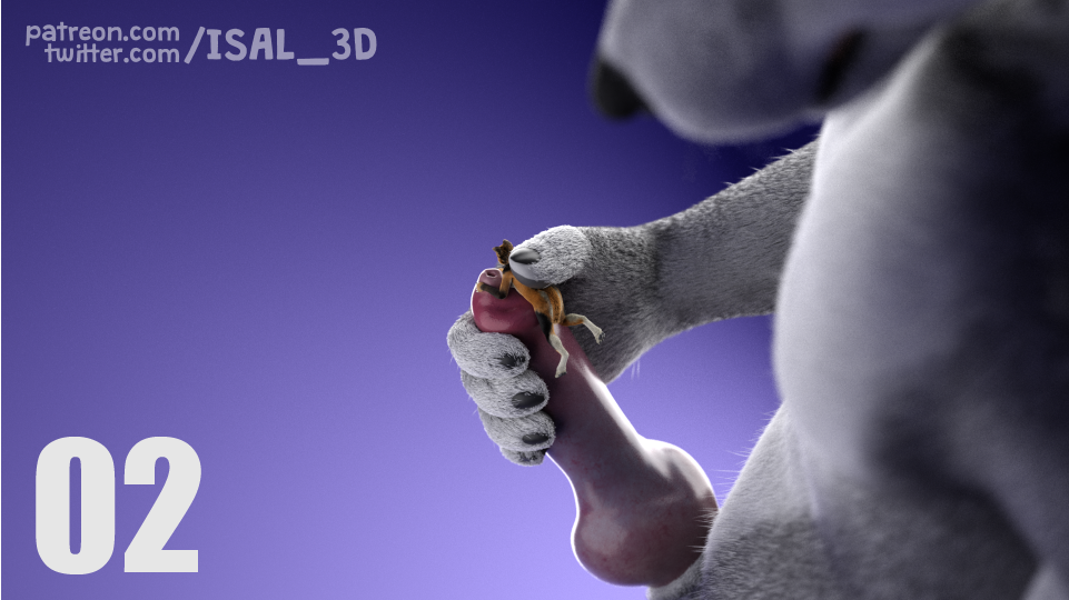 3d_(artwork) 5_fingers animal_genitalia animal_penis anthro canid canine canine_penis canis digital_media_(artwork) domestic_dog duo female fingers fox genitals isal macro male male/female mammal masturbation micro micro_abuse micro_on_macro penis sex size_difference text url watermark wolf