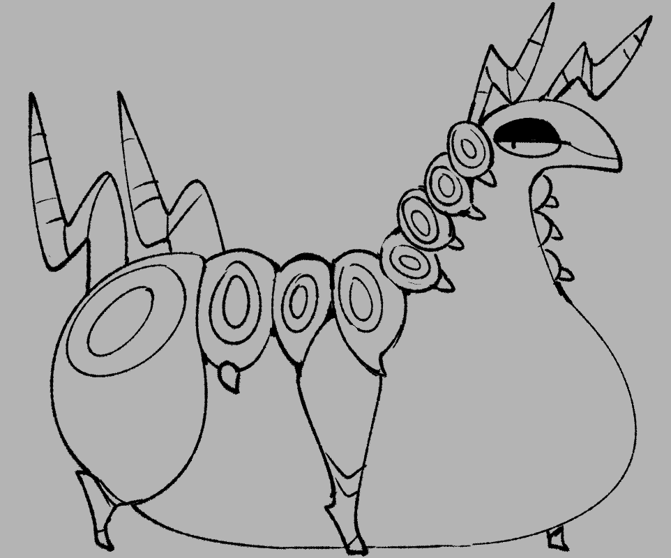 ambiguous_gender arthropod belly big_belly big_butt butt feral hyper hyper_belly male monochrome nintendo nude overweight pok&eacute;mon pok&eacute;mon_(species) scolipede solo squishy_(artist) video_games