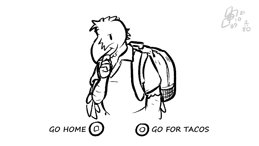 anthro avian backpack bird cerdeorhys clothing corvid corvus_(genus) crow dot_eyes gonzalo_(cerdeorhys) humanoid male meme monochrome options oscine passerine school school_uniform simple_background solo thinking uniform white_background