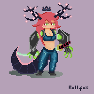 1:1 animal_humanoid animated breasts clothed clothing digital_media_(artwork) dragon dragon_humanoid dragon_tail female horn humanoid low_res mechanical_arm melee_weapon pixel_(artwork) pixel_animation rollfox sakura short_playtime solo sword weapon
