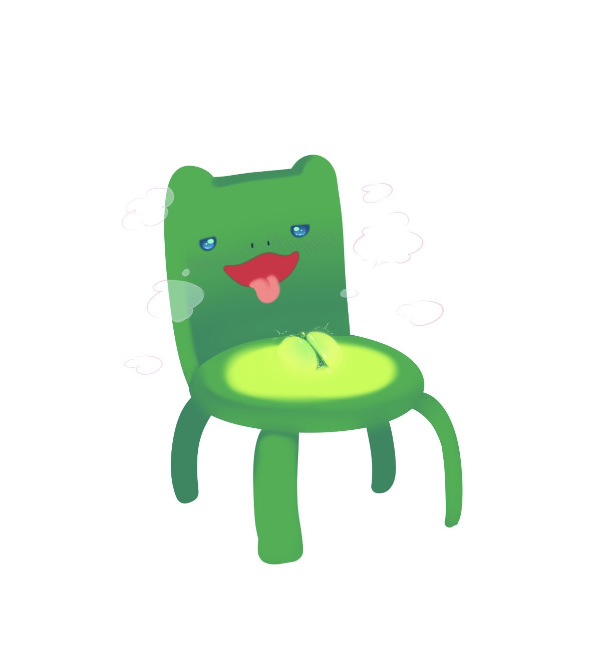 2021 4_legs ahegao amphibian animal_crossing animate_inanimate aroused blue_eyes blush bodily_fluids breath chair clitoris digital_media_(artwork) female frog froggy_chair furniture genital_fluids genitals green_body hi_res looking_at_viewer looking_pleasured nintendo open_mouth open_smile plump_labia presenting presenting_pussy pussy pussy_juice raikissu smile solo tongue tongue_out torogao twitching video_games what what_has_science_done why