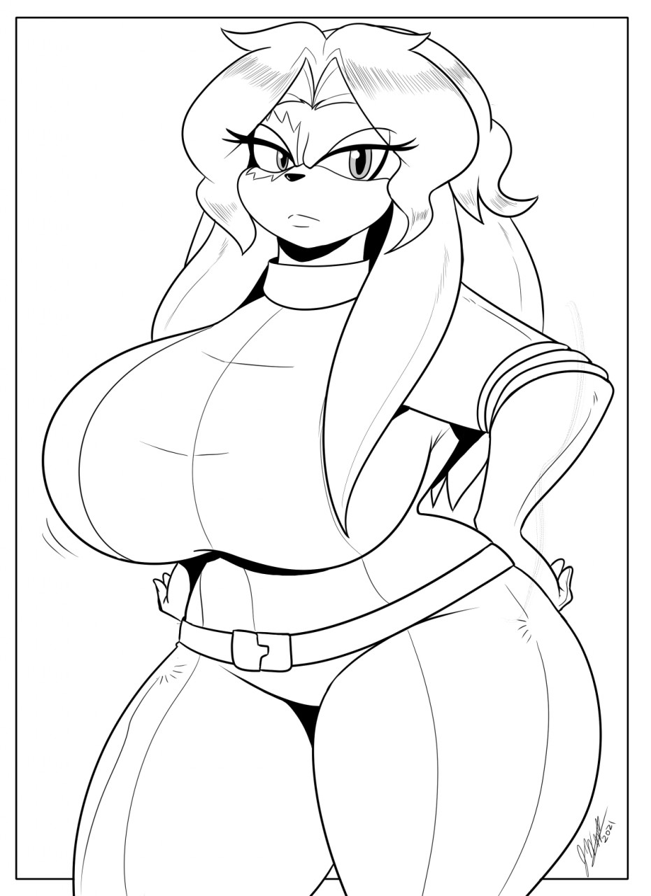 anthro archie_comics belt big_breasts big_butt black_nose bodysuit breasts butt clothed clothing curvaceous curvy_figure dreadlocks echidna eyelashes female frown gloves hair half-closed_eyes hands_on_hips handwear hi_res jwinkz legwear lien-da long_hair looking_at_viewer mammal monochrome monotreme narrowed_eyes scar sega simple_background sketch skinsuit solo sonic_the_hedgehog_(archie) sonic_the_hedgehog_(comics) sonic_the_hedgehog_(series) thick_thighs thigh_highs tight_clothing voluptuous wide_hips