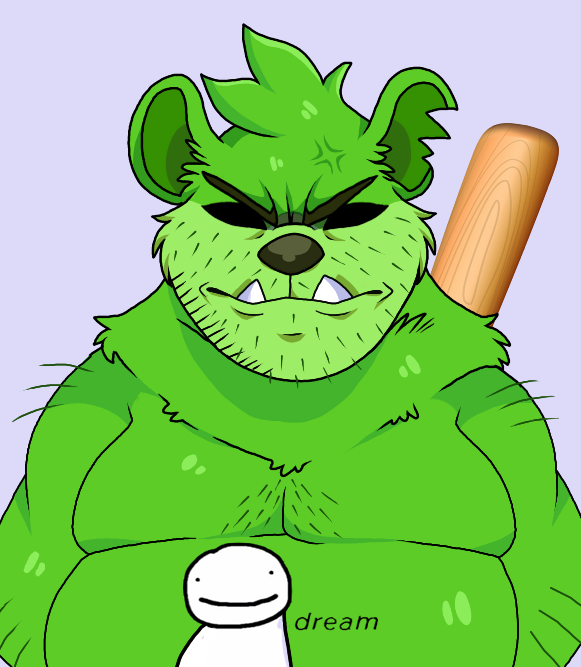 2021 angry anthro baseball_bat bat_(object) belly candy cute_fangs dessert duo eyes_closed food gummibar gummy_(food) gummy_bear_(food) gummybear_and_friends lewdookami male mammal moobs overweight overweight_male simple_background ursid