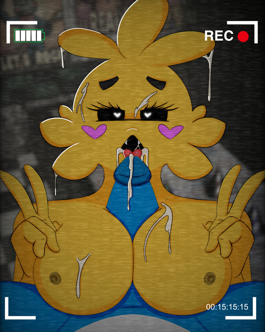 &lt;3 &lt;3_eyes anthro anthrofied avian beakless big_breasts bird blush blush_stickers bodily_fluids breast_play breasts camera_view chicken cum cum_in_mouth cum_inside cum_on_breasts cum_on_face duo eyelashes faceless_character faceless_male feathers female five_nights_at_freddy's five_nights_at_freddy's_2 galliform gallus_(genus) genital_fluids genitals lagomorph leporid licking looking_at_viewer male male/female mammal nipples oral penile penis penis_lick phasianid rabbit romantic romantic_couple sex sharp_teeth solo_focus teeth titfuck tongue tongue_out toy_bonnica toy_bonnie_(fnaf) toy_chica_(fnaf) toynnies video_games