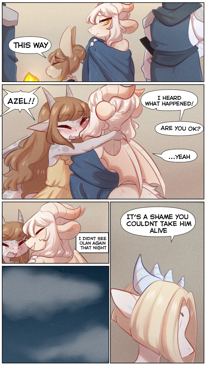 9:16 anthro azel_(nickii) comic dialogue dragon duo embrace english_text female hi_res horn hug male nickii text wings yellow_eyes