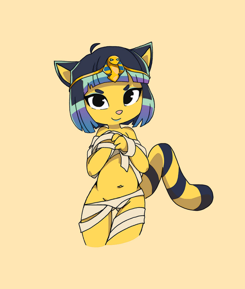 animal_crossing ankha_(animal_crossing) anthro domestic_cat egyptian felid feline felis female mammal nintendo solo some_sort_of_fox video_games