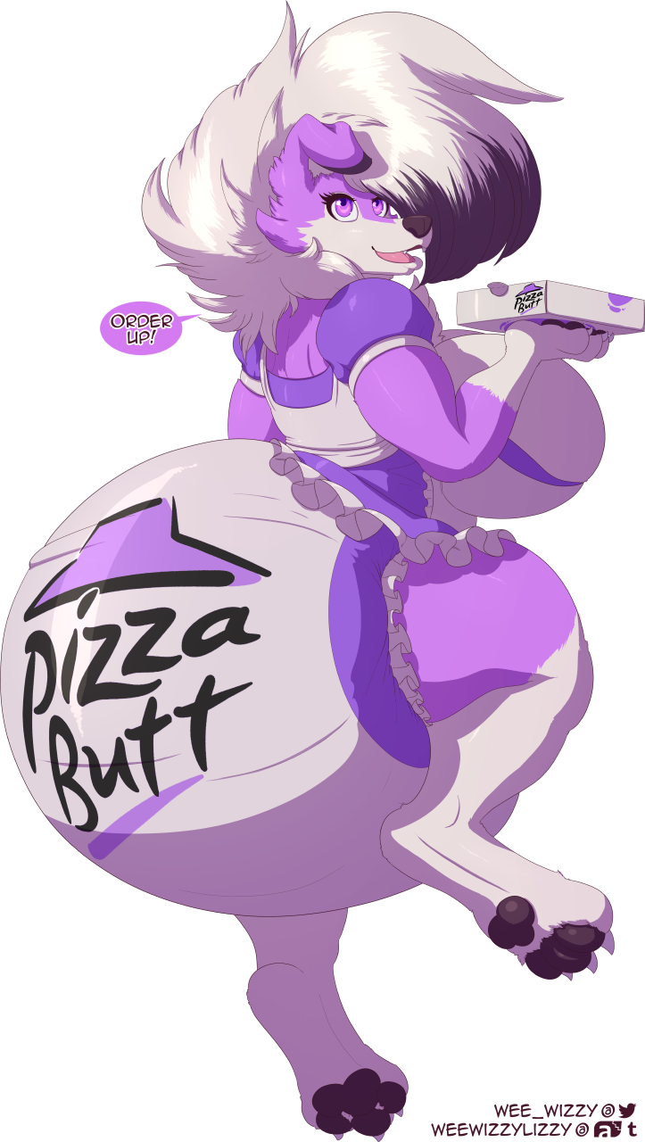 alpha_channel anthro big_breasts big_diaper breasts clothing diaper female fur hi_res huge_breasts lycanroc maid_uniform midnight_lycanroc nintendo pawpads paws pok&eacute;mon pok&eacute;mon_(species) purple_body purple_fur slightly_chubby solo thick_thighs uniform video_games weewizzylizzy white_diaper