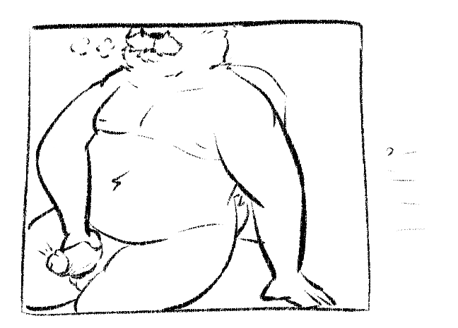 2021 areola arm_support balls belly black_and_white breath chat curious_cat custardalvis erection facial_hair genitals isaac_(sweet_nctr) male mammal masturbation monochrome mustache obese overweight penis short_tail sihai's_legacy simple_background sitting sketch slightly_chubby ursid white_background