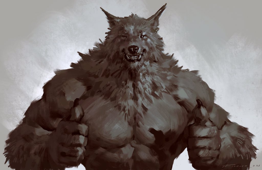 2021 abs anthro big_muscles canid canine canis claws dated detailed digital_media_(artwork) digital_painting_(artwork) front_view fur gesture grey_background grey_body grey_fur greyscale half-length_portrait huge_muscles icon looking_at_viewer male mammal monochrome muscular muscular_anthro muscular_male nipples nude one_eye_closed pecs portrait shaded sharp_claws sharp_teeth signature simple_background smile solo taran_fiddler teeth thumbs_up tuft were werecanid werecanine werewolf wink wolf