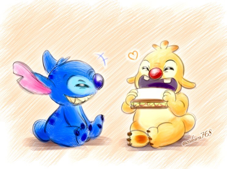 &lt;3 2021 3_toes alien antennae_(anatomy) back_markings blue_body blue_fur blue_pawpads buckteeth colored_sketch dipstick_antennae disney duo eating experiment_(lilo_and_stitch) feet food fur grin head_markings head_tuft holding_food holding_object lilo_and_stitch looking_at_another markings multicolored_antennae narrowed_eyes notched_ear occipital_markings open_mouth pawpads purple_mouth red_nose reuben_(lilo_and_stitch) sandwich_(food) sitting sketch small_tail smile squint stitch_(lilo_and_stitch) teeth toes tuft yellow_body yellow_fur zakura768