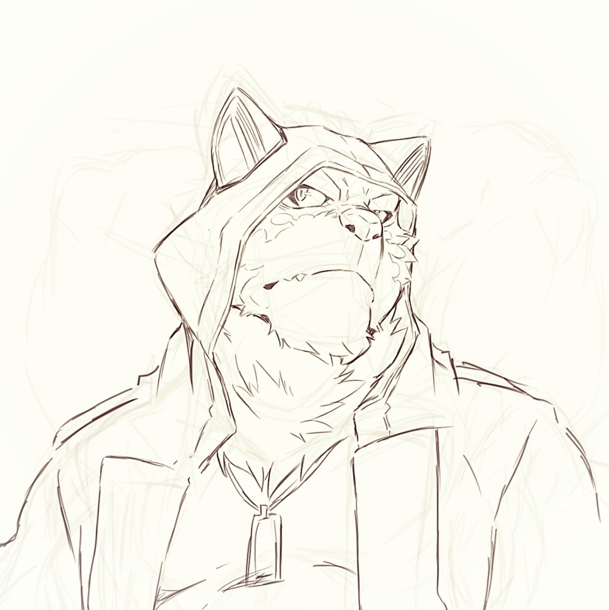 anthro bust_portrait canid canine canis clothing domestic_dog heylaw21 hi_res hood hoodie husky jewelry lifewonders live-a-hero male mammal monomasa necklace nordic_sled_dog portrait sketch solo spitz topwear video_games
