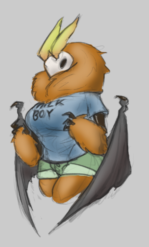 anthro arthropod big_breasts bones_(character) breasts chiropteran fur hybrid insect intersex lepidopteran male_breasts maleherm mammal moobs moth orange_body orange_fur shy skull_head solo toxicempress3