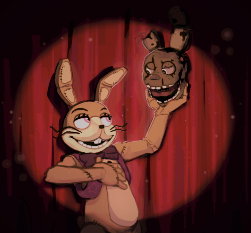 2021 angry animatronic anthro black_eyes bow_tie button_(fastener) clothing costume death decapitation digital_drawing_(artwork) digital_media_(artwork) disembodied_head duo eye_contact five_nights_at_freddy's five_nights_at_freddy's_3 five_nights_at_freddy's_vr:help_wanted fur fursuit glitchtrap gore green_body green_fur hand_on_chest holding_object lagomorph leporid looking_at_another low_res machine male male/male mammal multicolored_body multicolored_fur open_mouth open_smile pink_eyes rabbit robot scottgames scut_tail short_tail skylordlysander smile springtrap_(fnaf) stitch_(sewing) tan_body tan_fur topwear vest video_games whiskers wire