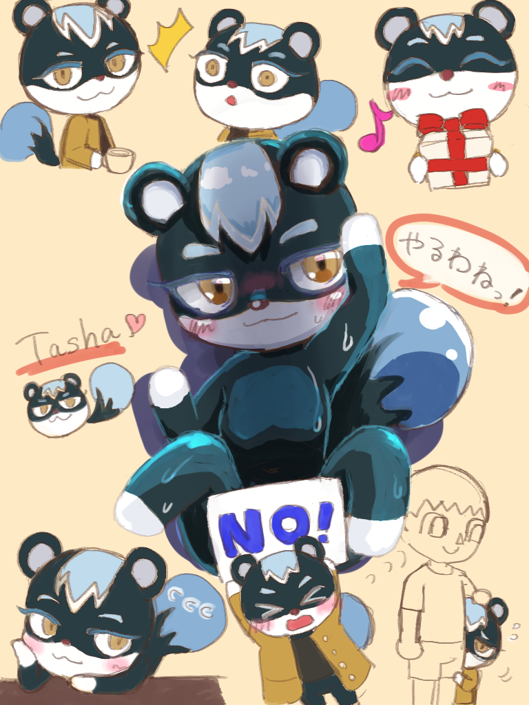 &lt;3 animal_crossing anthro black_body black_fur blue_body blue_fur blush bottomwear censored clothed clothing coat coffee_mug container covering cup dialogue embarrassed english_text eyelashes eyes_closed female fur gift hair hand_on_head hand_on_leg hiding hiding_behind_another holding_gift holding_object icon looking_at_another looking_at_viewer lying male male/female mammal mug multicolored_body multicolored_fur nazotti nintendo nude on_back open_clothing open_coat open_mouth open_topwear orange_eyes pants red_nose relaxing rodent scared sciurid seductive shaded shaking shirt shocked shocked_expression shocked_face sign simple_background sketch smile smiling_at_viewer solo speech_bubble tasha_(animal_crossing) text topwear tree_squirrel video_games villager_(animal_crossing) white_body white_fur wide_eyed