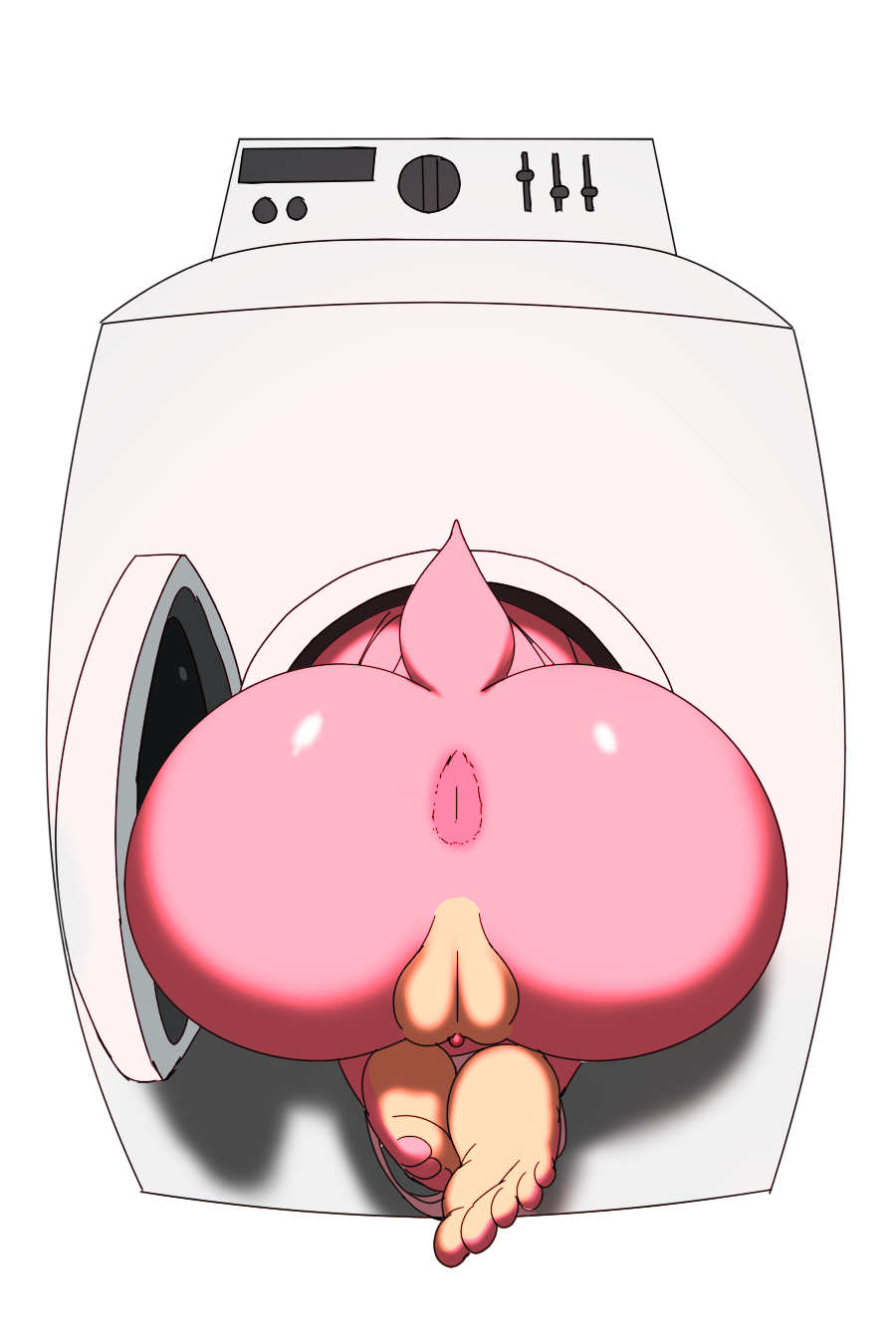 alpha_channel amy_rose anthro appliance big_butt bottomless butt clothed clothing eulipotyphlan feet female hedgehog hi_res mammal panties panties_around_ankles sega solo sonic_the_hedgehog_(series) stuck underwear washing_machine white_panties zaviel