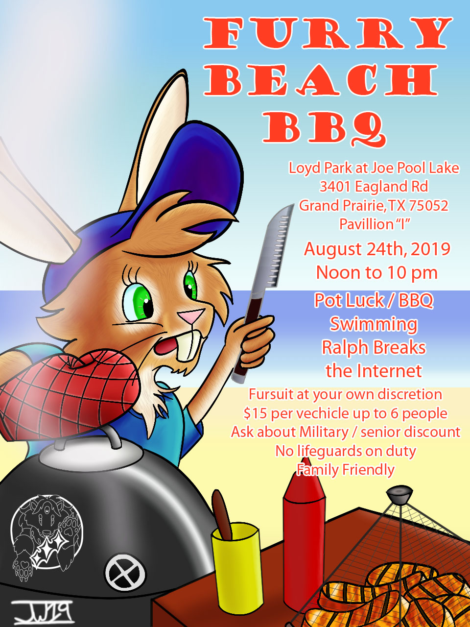 bbq beach collaboration fly_(disambiguation) furry_beach_bbq grilling hi_res lagomorph leporid mammal rabbit seaside