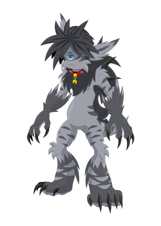 1_eye alpha_channel anthro bell bell_collar blue_eyes calm chubby_belly claws collar deishun ears_back fan_character fur grey_body grey_fur invalid_tag male monster pivoted_ears solo standing zarjhan_mary