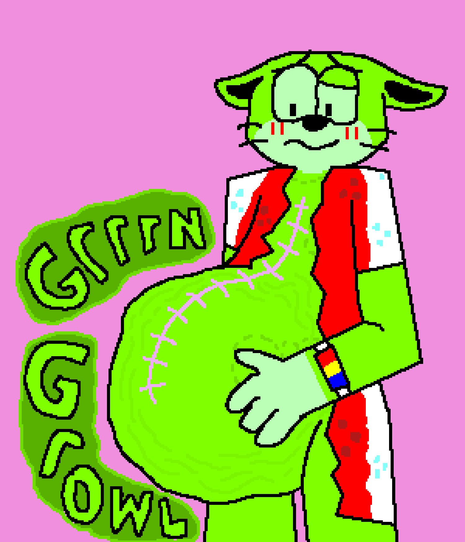 abdominal_bulge abdominal_scar ambiguous_gender anthro barry_ill blood_stains blush bright_colors confusion digestion digestion_noises digital_media_(artwork) domestic_cat felid feline felis flustered hecking_thanos_boi hi_res hospital_gown inflated_belly looking_at_stomach mammal motion_lines object_in_stomach onomatopoeia pixel_(artwork) rumbling rumbling_stomach scar simple_background solo sound_effects sparklecare standing stuffing text vore wristband