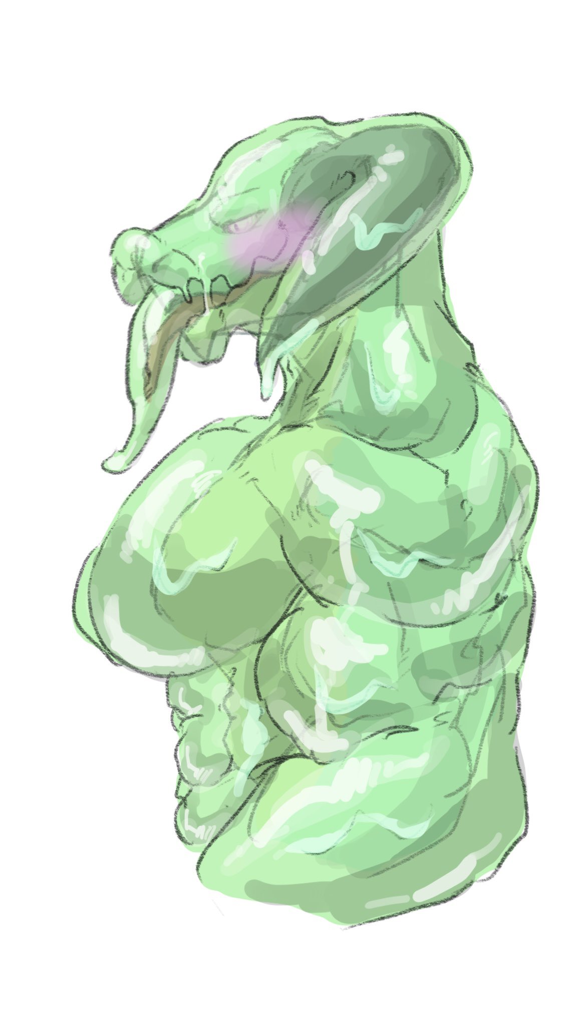 2021 abs anthro biceps big_pecs blush bound dragon encasement goo_creature goo_humanoid goo_transformation green_body grove_(game) grove_(regalbuster) hi_res humanoid lips long_tongue male multicolored_body multicolored_scales muscular muscular_anthro muscular_arms muscular_male pecs pink_eyes scales scalie side_view slime solo symbiote tan_body tan_scales teal_scales thick_lips tongue tongue_out traditional_media_(artwork) transformation triceps two_tone_body two_tone_scales wingless_dragon yunu38