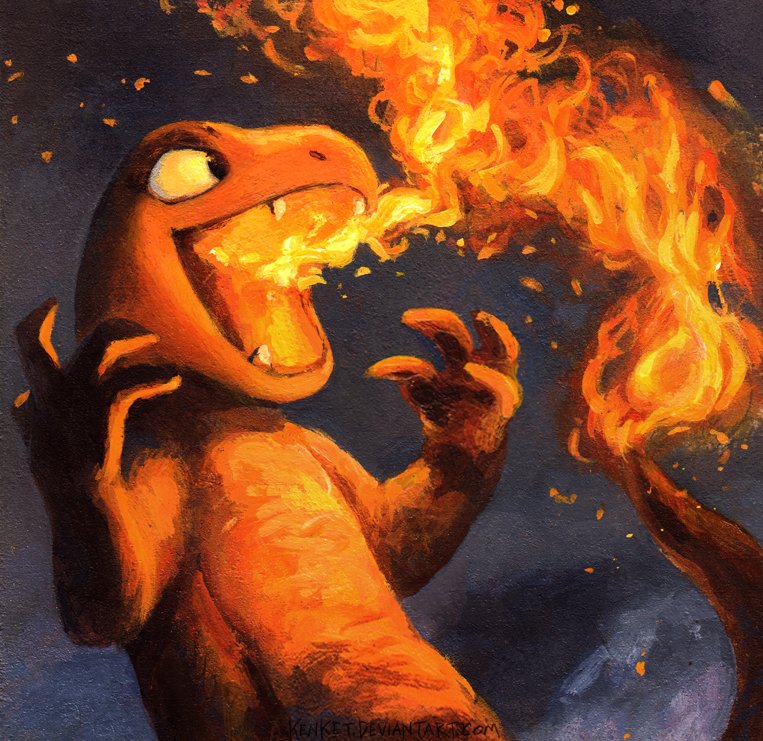 2018 4_fingers anthro breath_powers charmander elemental_manipulation fingers fire fire_breathing fire_manipulation flaming_tail kenket male nintendo open_mouth orange_body pok&eacute;mon pok&eacute;mon_(species) solo teeth text url video_games