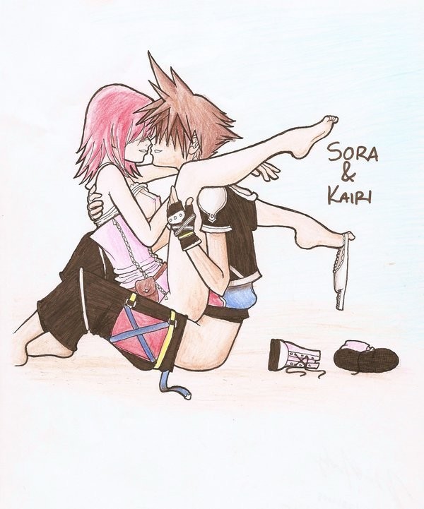 barefoot boobs bottomless breasts clothed_sex couple feet fingerless_gloves girl hoodie kairi kingdom_hearts kingdom_hearts_2 nipples panties_around_leg panties_around_one_leg pants_pull sex shirt_lift shoes shorts sora sora_(kingdom_hearts) straight