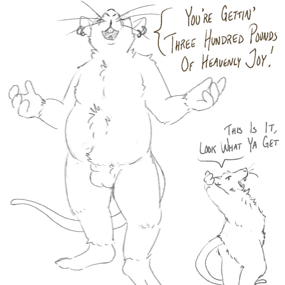 2021 anthro balls belly butt ear_piercing ear_ring english_text genitals humanoid_hands jads_l_rutan male mammal moobs murid murine overweight overweight_male penis piercing rat rodent simple_background solo text white_background