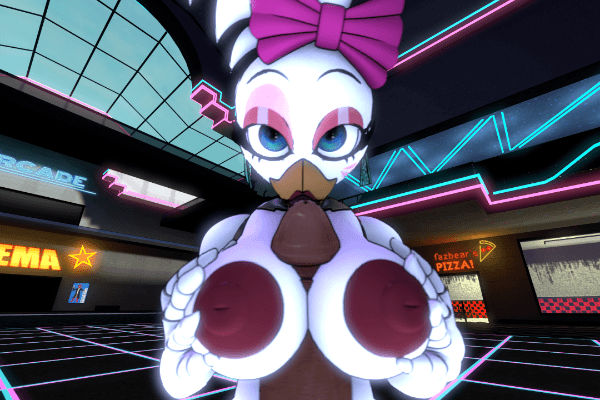 animated animatronic big_breasts breast_play breasts chica_(fnaf) duo female five_nights_at_freddy's five_nights_at_freddy's:_security_breach glamrock_chica kraotik machine male male/female robot scottgames sex solo titfuck video_games