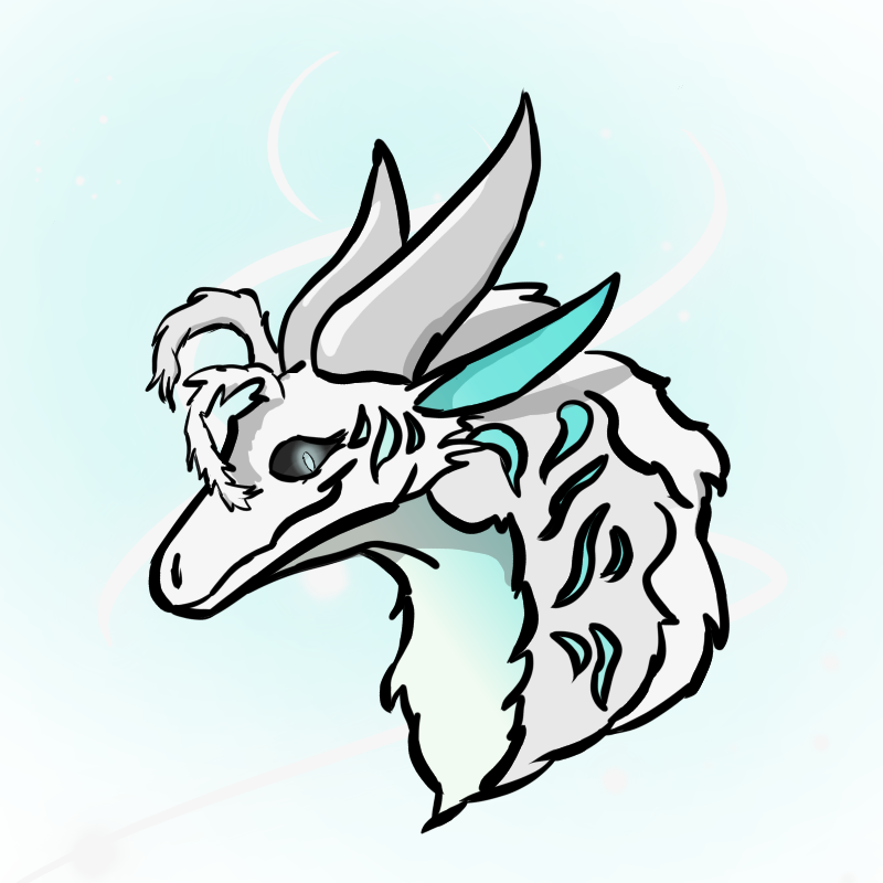 1:1 alpha_channel antennae_(anatomy) dragon female feral fluffy glowing glowing_background glowing_eyes gradient_background gradient_fur headshot_portrait horn looking_at_viewer portrait shaded shadeii simple_background simple_shading smile solo transparent_background