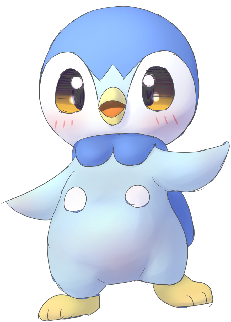 ambiguous_gender blue_body blush bunnag hi_res looking_at_viewer nintendo open_mouth piplup pok&eacute;mon pok&eacute;mon_(species) simple_background solo standing video_games white_background