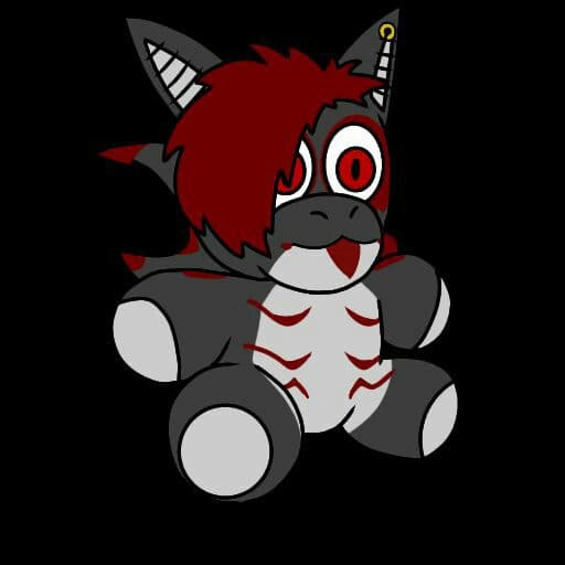 ambiguous_gender black_body ear_piercing ear_ring eye_markings fish five_nights_at_freddy's hair kalickosito marine markings multicolored_body nose_spike piercing plushie red_eyes red_hair scottgames shark simple_background solo stripes two_tone_body video_games zabu_sama