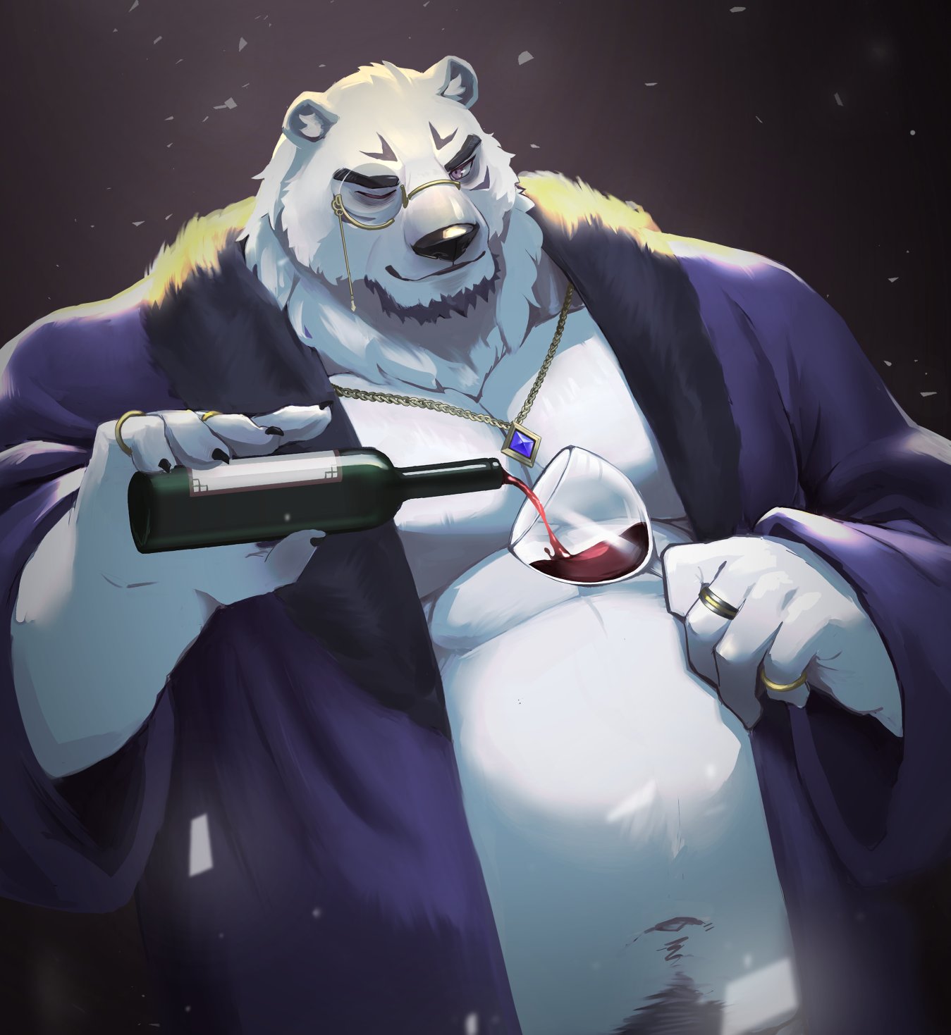 2022 anthro belly beverage black_nose borealis_(live-a-hero) eyes_closed fur hi_res humanoid_hands inabayasuri kemono lifewonders live-a-hero male mammal moobs navel overweight overweight_male polar_bear pubes solo ursid ursine video_games white_body white_fur