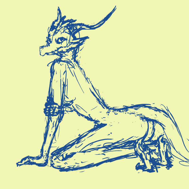 2012 anthro bittertooth dragon female horn kobold looking_at_viewer pinup pose sketch solo wingless_dragon
