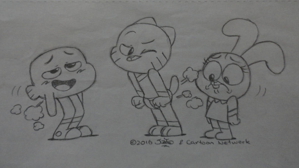 anais_watterson anthro blush cartoon_network darwin_watterson disgust fart fart_cloud fart_fetish farting_on_face female group gumball_watterson joaoppereiraus male relieved the_amazing_world_of_gumball