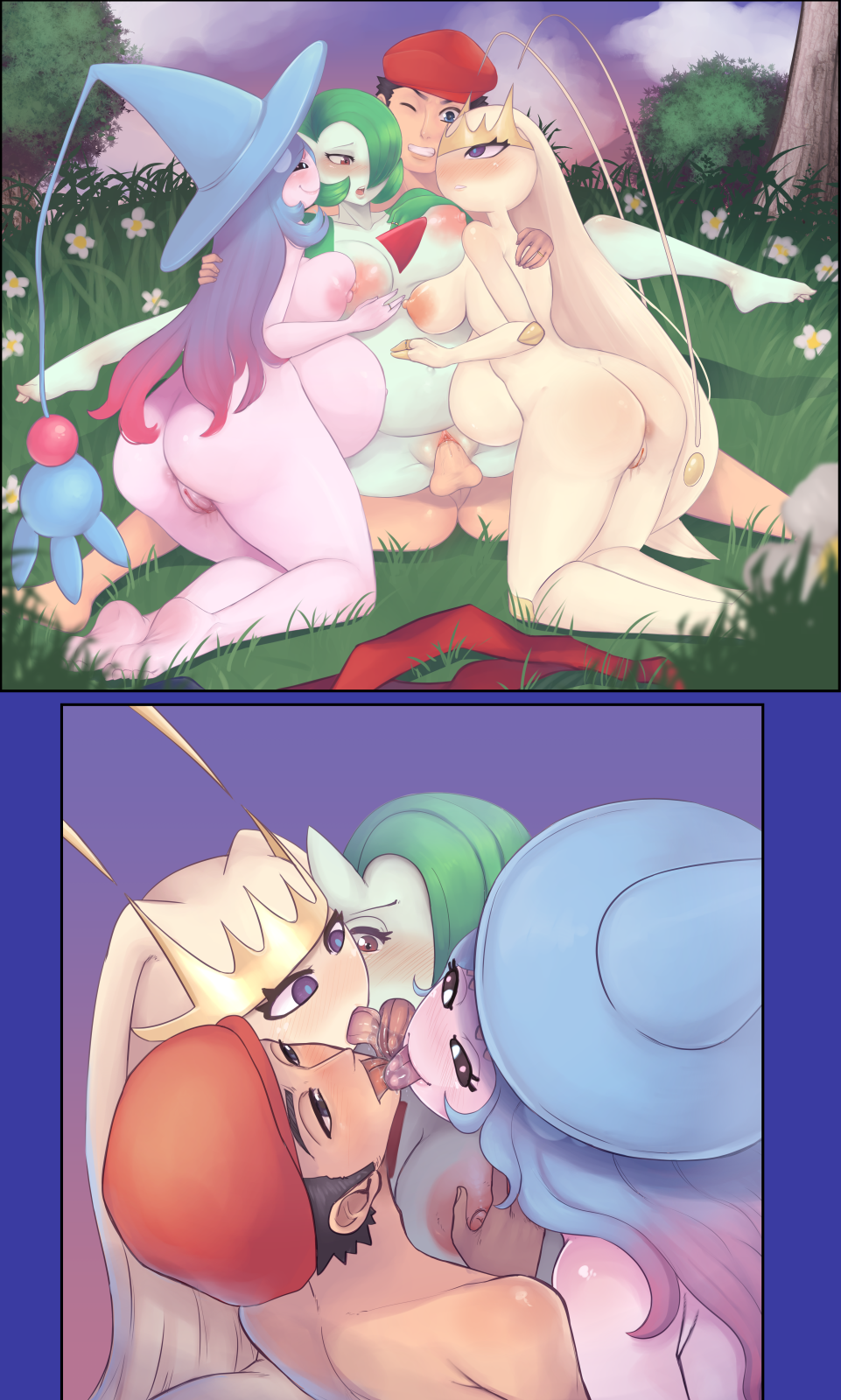 anus big_breasts blush bodily_fluids breast_squish breasts breasts_frottage drooling female female/female foursome gardevoir genital_fluids genitals group group_kissing group_sex hatterene hi_res huge_breasts human humanoid interspecies lustfulhunter male male/female mammal nintendo nude open_mouth penetration pheromosa pok&eacute;mon pok&eacute;mon_(species) pok&eacute;philia pregnant pussy pussy_juice saliva sex smile squish tongue tongue_out ultra_beast vaginal vaginal_penetration video_games