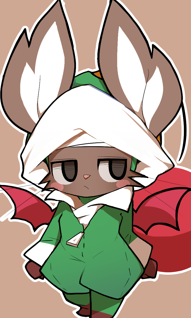 anthro biped blush blush_stickers clothing final_fantasy final_fantasy_tactics_advance_2 gloves handwear hat headgear headwear hi_res looking_aside male mammal moogle simple_background solo square_enix video_games wings